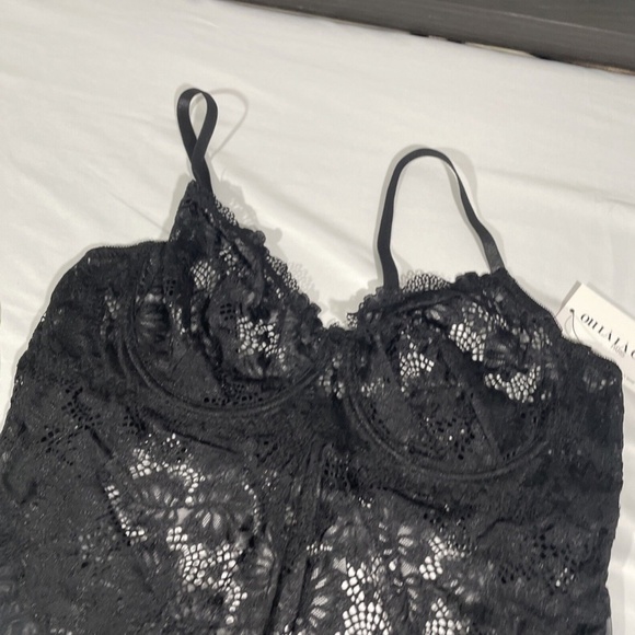 NWT OH LA LA CHERI [ PLUS 2X ] Lace Underwire Teddy in Black‎ - Picture 7 of 12